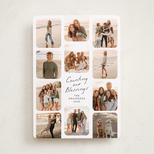 This is a snow photo christmas cards with standard by Lindsay Megahed called so many blessings printing on recycled smooth signature in standard