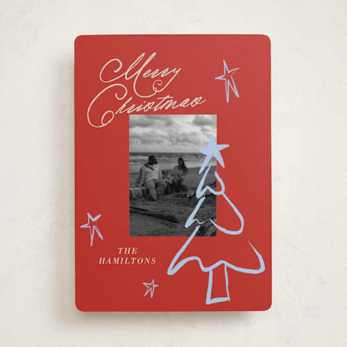 This is a holly berry photo christmas cards with standard by Vera Lim called the tree printing on recycled smooth signature in standard