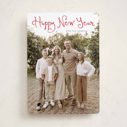 This is a cardinal photo christmas cards with standard by Sara Hicks Malone called christmas script printing on recycled smooth signature in standard