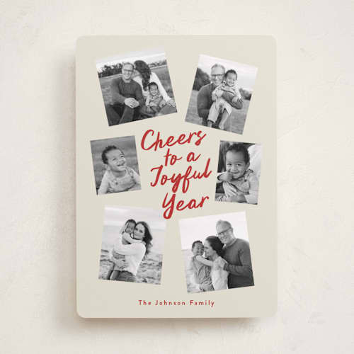 This is a berry photo christmas cards with standard by Louise Kay called peace and goodwill printing on recycled smooth signature in standard