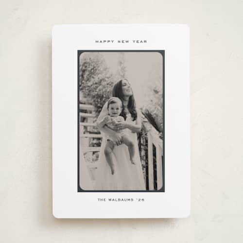 This is a raven photo christmas cards with standard by Creo Study called simple border printing on recycled smooth signature in standard