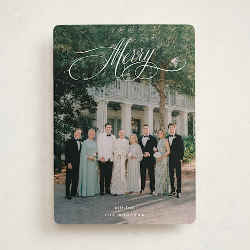 This is a snow photo christmas cards with standard by Sara Hicks Malone called timeless merry printing on recycled smooth signature in standard