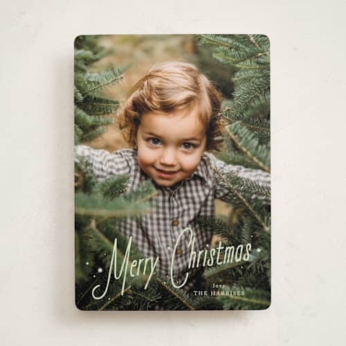This is a pistachio photo christmas cards with standard by Kate Ahn called cafe printing on recycled smooth signature in standard