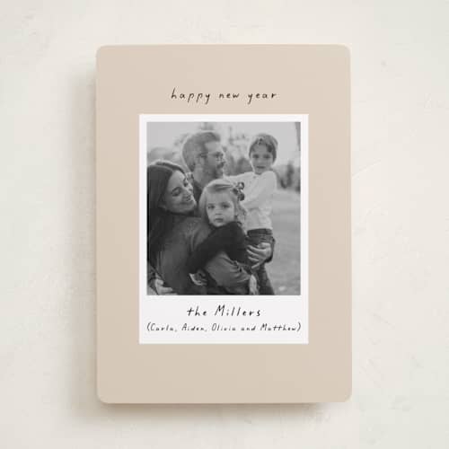 This is a butter cream photo christmas cards with standard by Mansi Verma called blessed frame printing on recycled smooth signature in standard