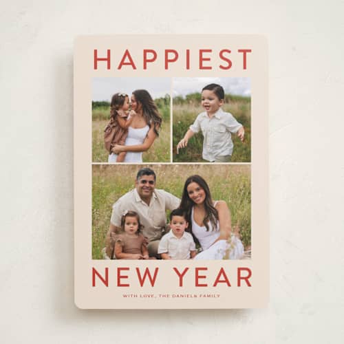 This is a poinsettia photo christmas cards with standard by Carolyn MacLaren called chic blessings printing on recycled smooth signature in standard