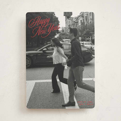 This is a berry photo christmas cards with standard by JoAnn Jinks called neon vintage printing on recycled smooth signature in standard