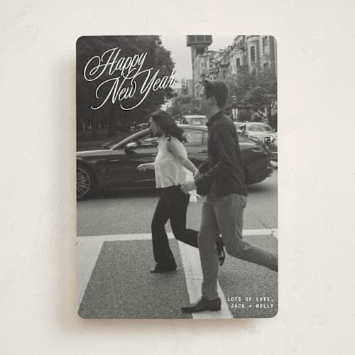 This is a snow photo christmas cards with standard by JoAnn Jinks called neon vintage printing on recycled smooth signature in standard