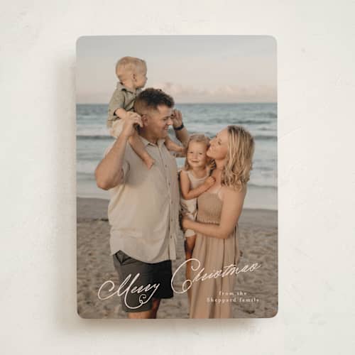 This is a eggnog photo christmas cards with standard by Leia Matt called keepsake script printing on recycled smooth signature in standard