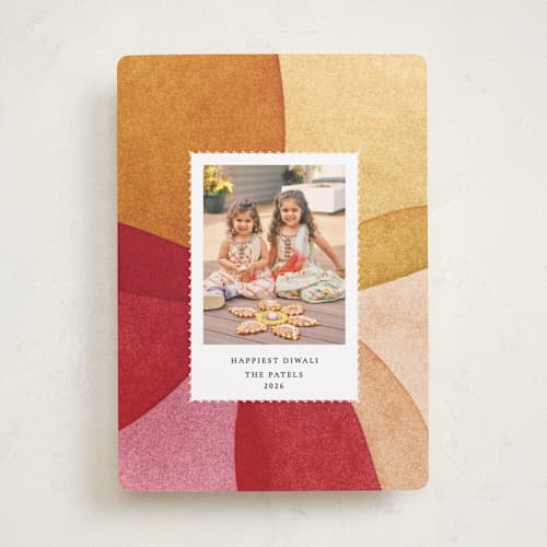 This is a petals diwali cards with standard by Sumak Studio called colorful diwali printing on recycled smooth signature in standard