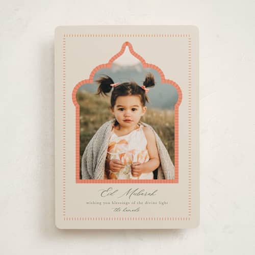 This is a coral eid cards with standard by Cindy Reynolds called divine light printing on recycled smooth signature in standard