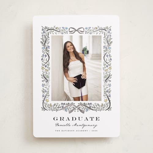 This is a ink graduation announcements with foil pressed by Petra Kern called floristica printing on recycled smooth signature in standard
