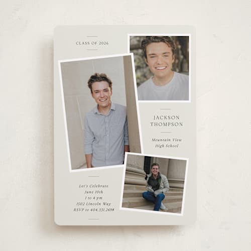 This is a creamery graduation invitations with standard by That Girl Press called a trio printing on recycled smooth signature in standard