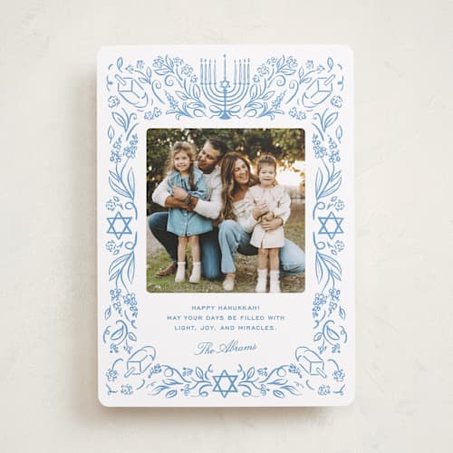 This is a sky hanukkah cards with standard by Pati Cascino called hannukah joy printing on recycled smooth signature in standard