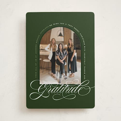 This is a spruce business holiday cards with standard by Owl and Toad called archway printing on recycled smooth signature in standard