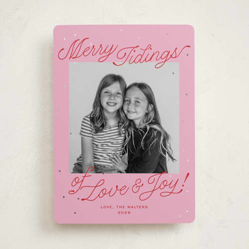 This is a gumdrop foil pressed holiday cards with foil pressed by Megan Davis called calder printing on recycled smooth signature in standard