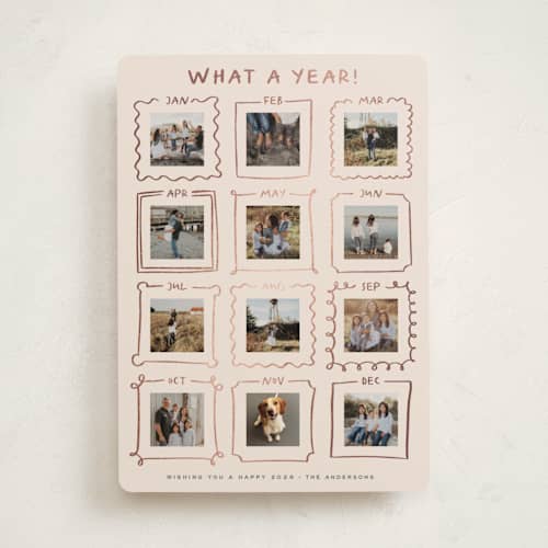 This is a pudding foil pressed holiday cards with foil pressed by Claudia Orengo called year gallery printing on recycled smooth signature in standard