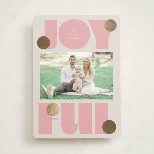 This is a gumdrop foil pressed holiday cards with foil pressed by Lori Wemple called pop joy printing on recycled smooth signature in standard