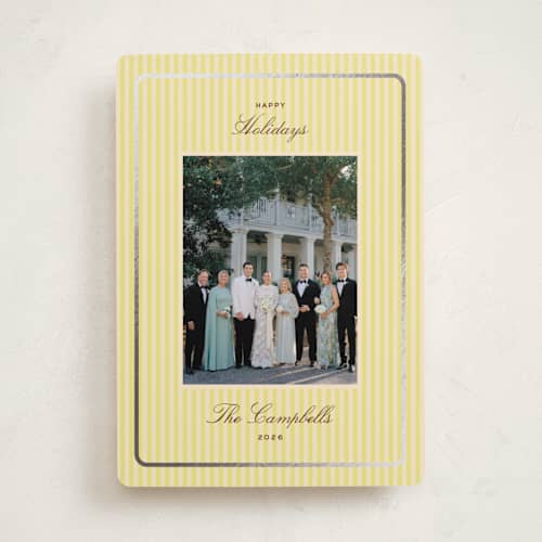 This is a limone foil pressed holiday cards with foil pressed by Megan Davis called bene printing on recycled smooth signature in standard