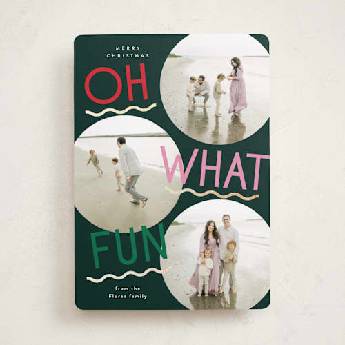 This is a elfshoes foil pressed holiday cards with foil pressed by Everett Paper Goods called fun redux printing on recycled smooth signature in standard