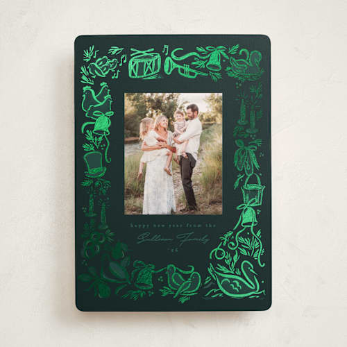 This is a juniper foil pressed holiday cards with foil pressed by Julie Murray called and a partridge printing on recycled smooth signature in standard