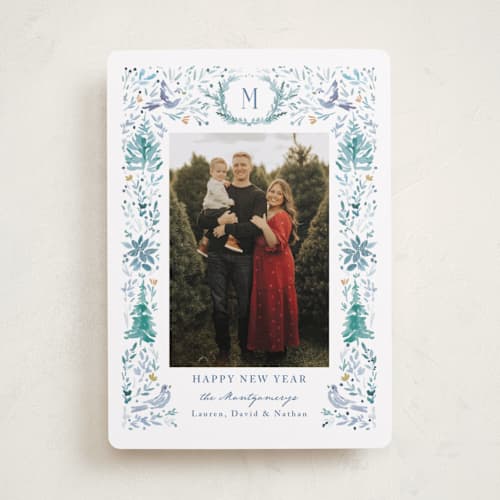 This is a blue spruce foil pressed holiday cards with foil pressed by Petra Kern called wonders of nature printing on recycled smooth signature in standard