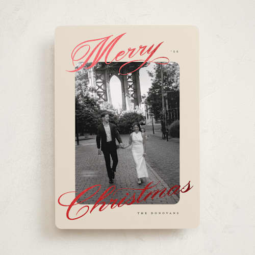 This is a buttercream foil pressed holiday cards with foil pressed by Pixel and Hank called donovan printing on recycled smooth signature in standard