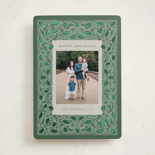 This is a evergreen foil pressed holiday cards with foil pressed by Jen Owens called elegant printing on recycled smooth signature in standard