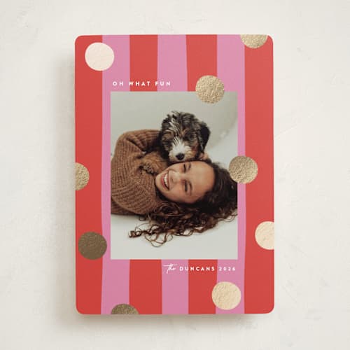 This is a winter berry foil pressed holiday cards with foil pressed by Maria Alou called bold gift printing on recycled smooth signature in standard
