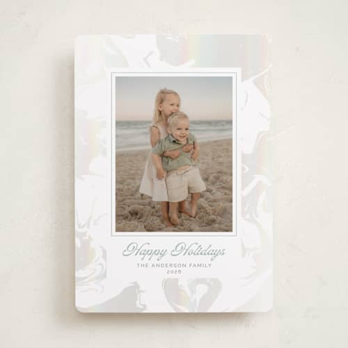 This is a juniper gloss press holiday cards with gloss press by frau brandt called soft marble printing on recycled smooth signature in standard