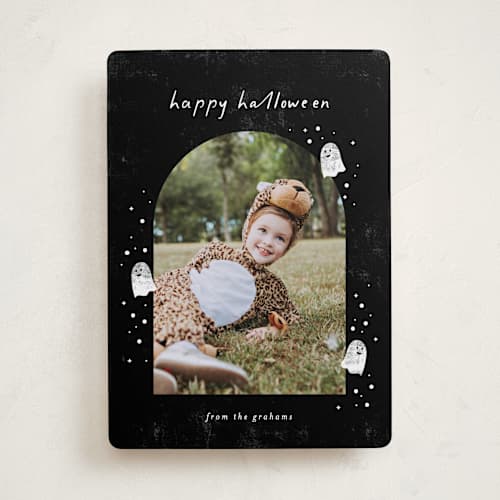 This is a graveyard halloween party invitations cards with standard by Pixel and Hank called ghostly printing on recycled smooth signature in standard
