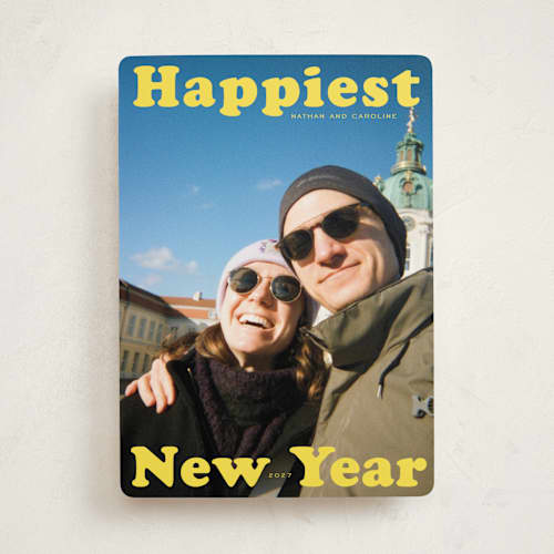This is a halo new year photo cards with standard by Creo Study called bold greeting printing on recycled smooth signature in standard