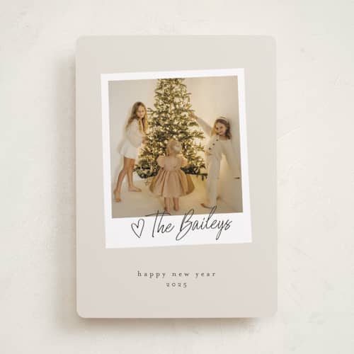 This is a cream new year photo cards with standard by Karidy Walker called holiday snapshot printing on recycled smooth signature in standard