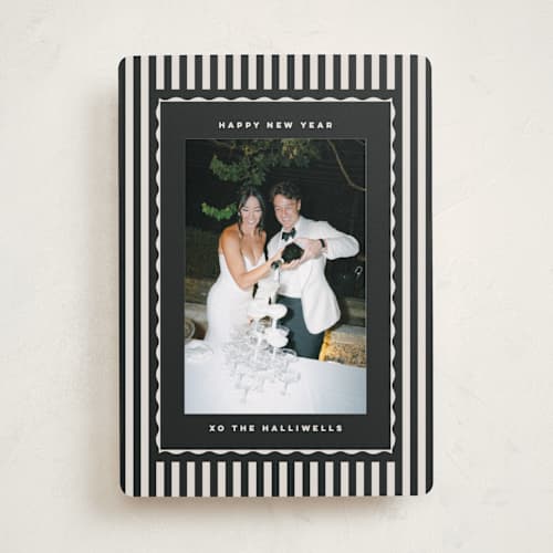 This is a midnight new year photo cards with standard by Kristie Kern called portofino printing on recycled smooth signature in standard
