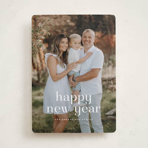 This is a blizzard new year photo cards with standard by Wildfield Paper Co called quartz printing on recycled smooth signature in standard