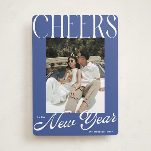 This is a santorini new year photo cards with standard by chocomocacino called sifnos printing on recycled smooth signature in standard
