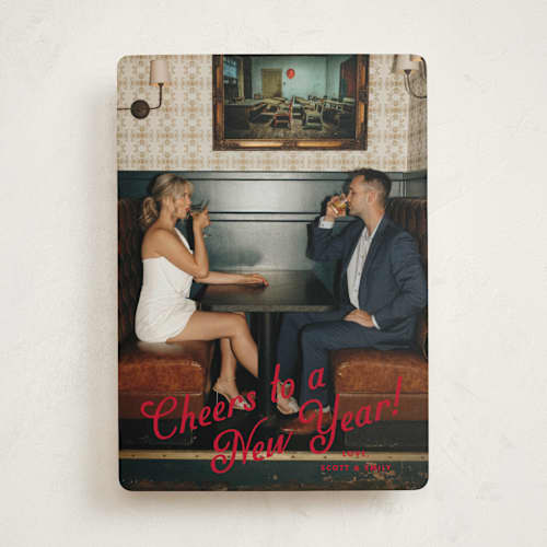 This is a cherry new year photo cards with standard by Kate Ahn called cin-cin printing on recycled smooth signature in standard