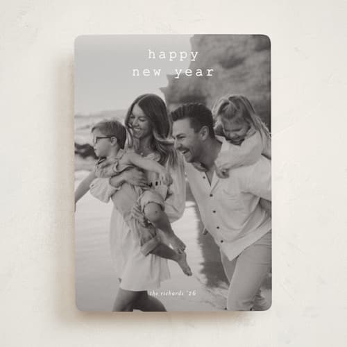 This is a cotton new year photo cards with standard by Stacey Meacham called cheery vibes printing on recycled smooth signature in standard