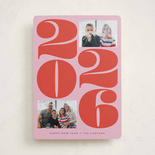 This is a candy new year photo cards with standard by Lori Wemple called big new year printing on recycled smooth signature in standard