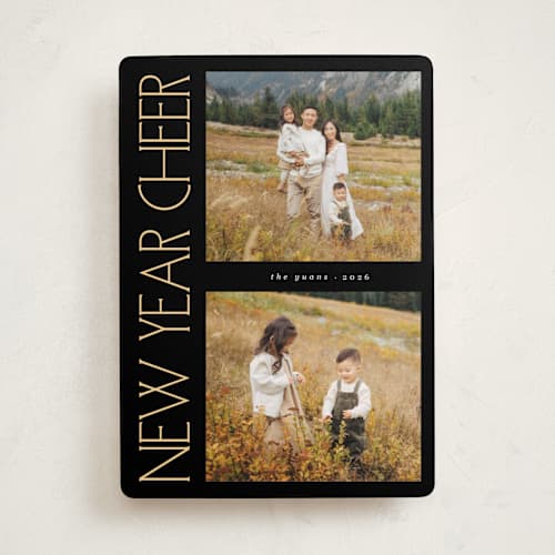 This is a midnight new year photo cards with standard by Lindsay Megahed called sideways printing on recycled smooth signature in standard