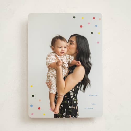 This is a rainbow new year photo cards with standard by Baumbirdy called colorful corners printing on recycled smooth signature in standard