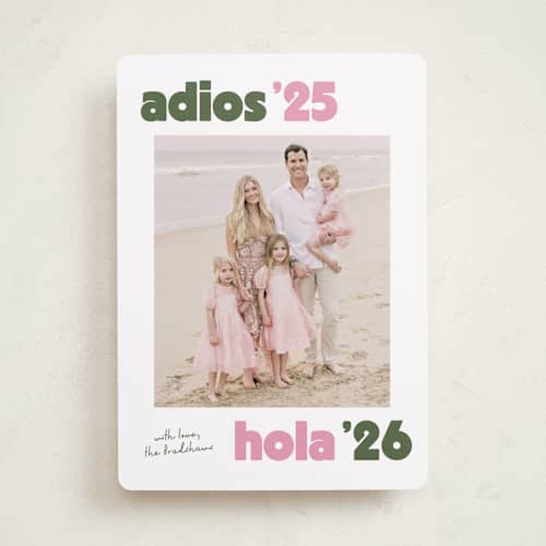 This is a rosa new year photo cards with standard by Megan Davis called adios printing on recycled smooth signature in standard