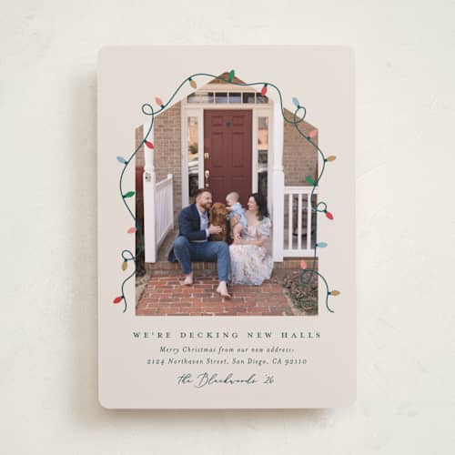 This is a eggnog holiday photo cards with standard by Erica Krystek called christmas move printing on recycled smooth signature in standard