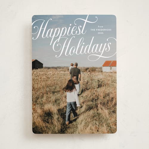 This is a snow holiday photo cards with standard by Jackie Crawford called vintage fun printing on recycled smooth signature in standard