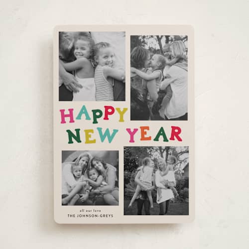 This is a bright holiday photo cards with standard by Inkblot Design called color coded spirit printing on recycled smooth signature in standard