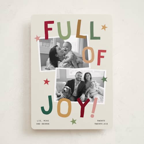 This is a cozy cabin holiday photo cards with standard by Kercia Jane called full of joy (& cheer) printing on recycled smooth signature in standard