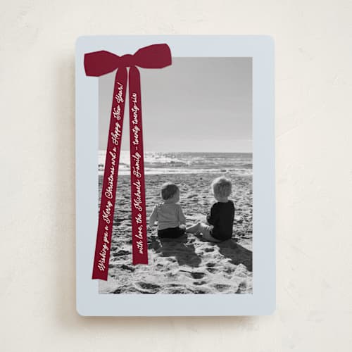 This is a mulled wine holiday photo cards with standard by Pati Cascino called robin printing on recycled smooth signature in standard