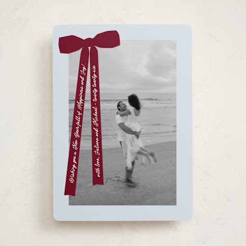 This is a mulled wine holiday photo cards with standard by Pati Cascino called robin printing on recycled smooth signature in standard
