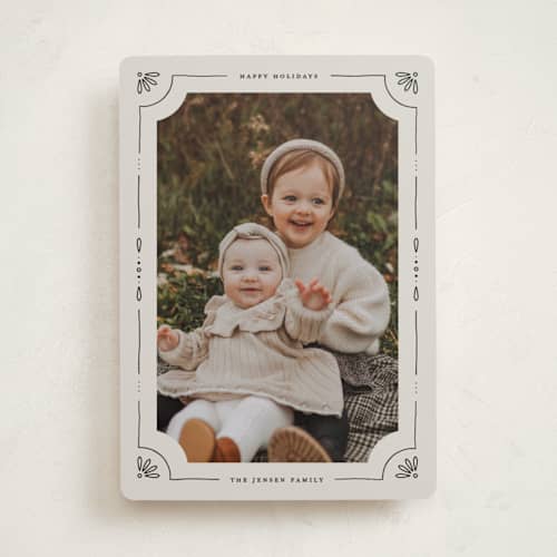 This is a eggnog holiday photo cards with standard by Kristin Oliversen called linograph christmas printing on recycled smooth signature in standard