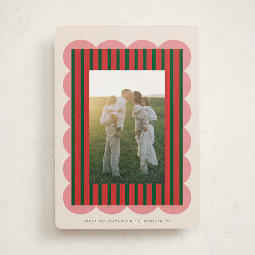 This is a holly holiday photo cards with standard by Morgan Kendall called layered frame printing on recycled smooth signature in standard