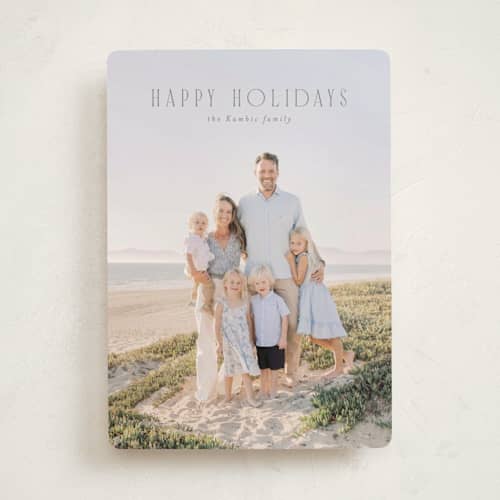 This is a evergreen holiday photo cards with standard by Erin L. Wilson called seabreeze printing on recycled smooth signature in standard